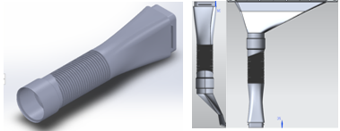 Vistas de ensamble del modelo a) conducto flexible b) ensamble.