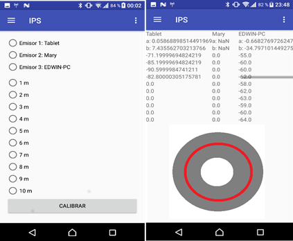 Pantallas de calibraci&oacute;n y ubicaci&oacute;n b&aacute;sica del prototipo