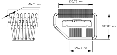Dimensiones generales del disipador de calor