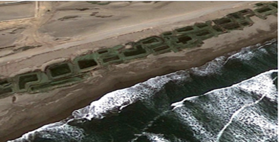 Vista satelital de la destrucción de la humedales o "balsares de totora" por erosión. (Vista Satelital)