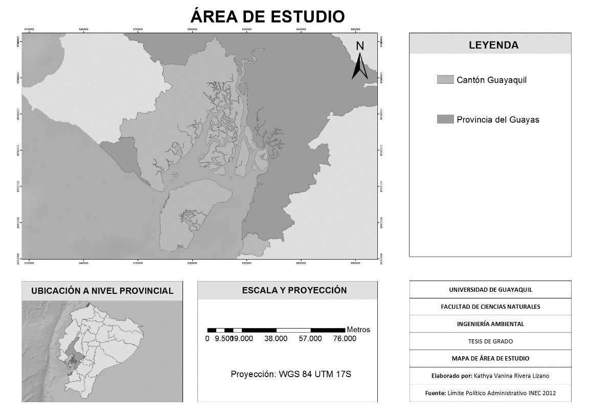 Área de estudio en el cantón Guayaquil