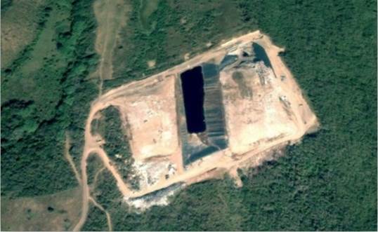 Abandoned Landfill of Municipality of Veracruz, Veracruz State, Mexico in the year 2002, with cell 1 and cell 2 closed and cell 3 in use