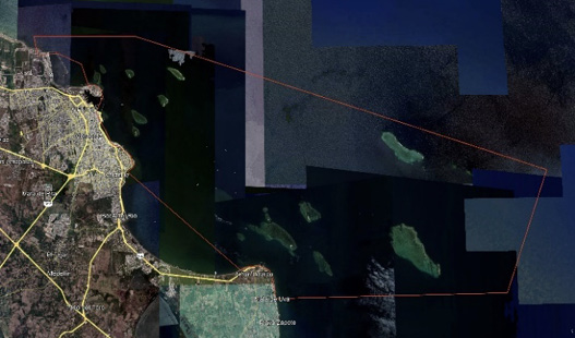 Polygon of the PNSAV, with an area of 52,238 ha, whose coordinates are 1908’N 09600’W (Google Earth Pro, historical image with signs).