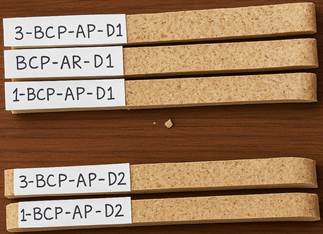 Specimens for the flexural test.