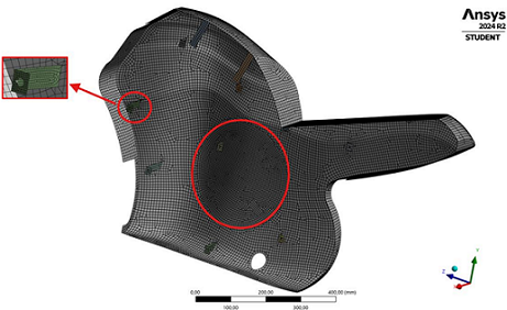 Mesh refinement in the deformation zone.