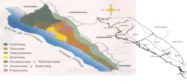 Figura. 1. Principales grupos ind&iacute;genas del territorio Sinaloense en el a&ntilde;o 1530