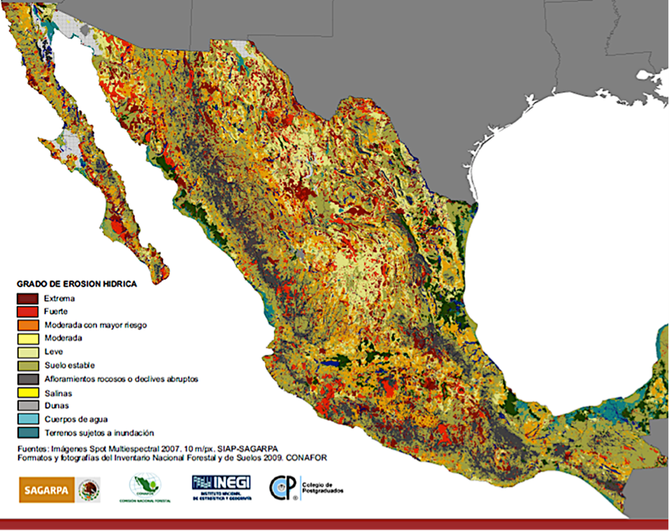 Mapa Nacional de Erosi&oacute;n, escala 1:50,000. SAGARPA- INEGI-CONAFOR- COLPOS.