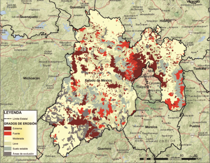 Grado de erosi&oacute;n actual, Estado de M&eacute;xico