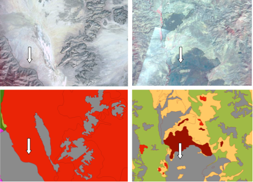 Identificaci&oacute;n, delimitaci&oacute;n y contraste de zonas con afloramientos rocosos extensos.