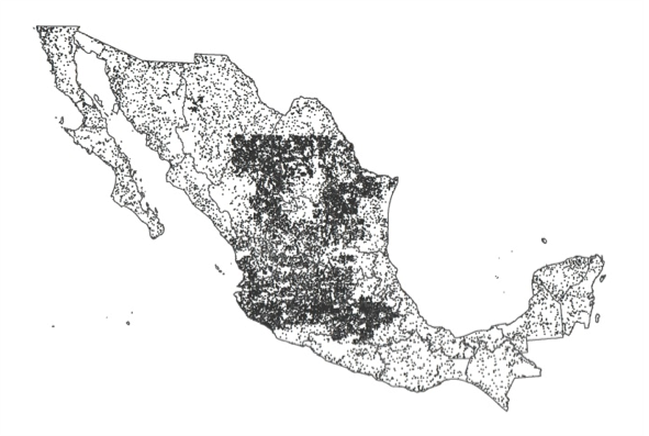 Distribución espacial de los perfiles de suelos usados en las estimaciones multi-temporales.