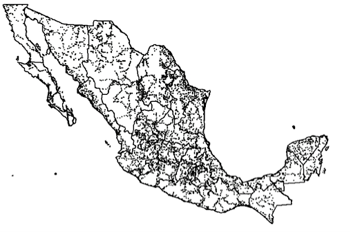 Distribución de las muestras del COS del estudio de SEMARNAT-CP (2002).