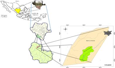Ubicaci&oacute;n de la Microcuenca &lsquo;La Rosilla&rsquo; en el estado de Durango, M&eacute;xico.