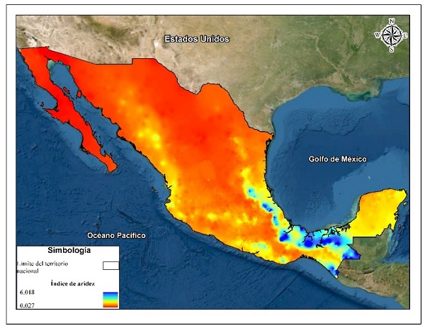 &Iacute;ndice de aridez de los Estados Unidos Mexicanos.