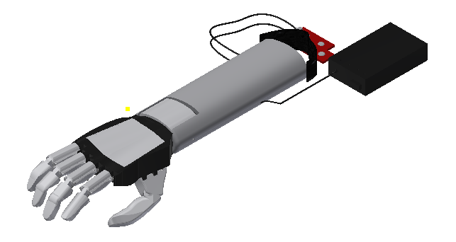 Diseño CAD del prototipo de prótesis de mano y antebrazo diestro