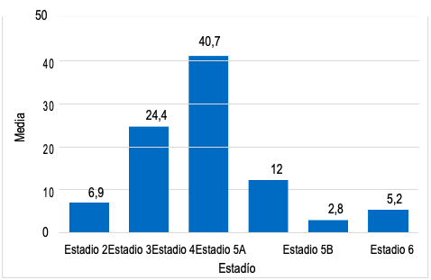 Media de los estadios del comportamiento ético.