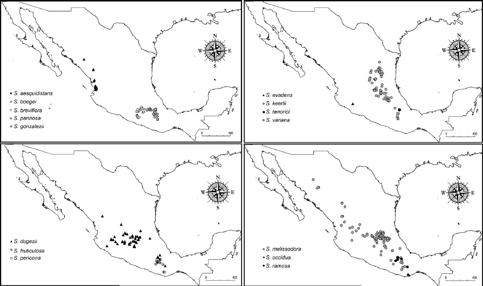 Distribución de las especies de Salvia L. sección Scorodoniae.