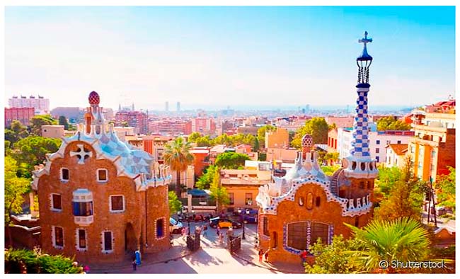 Vista de parte da zona monumental do Parc Güell