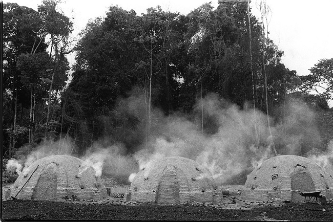 Carvoarias em plena fornalha