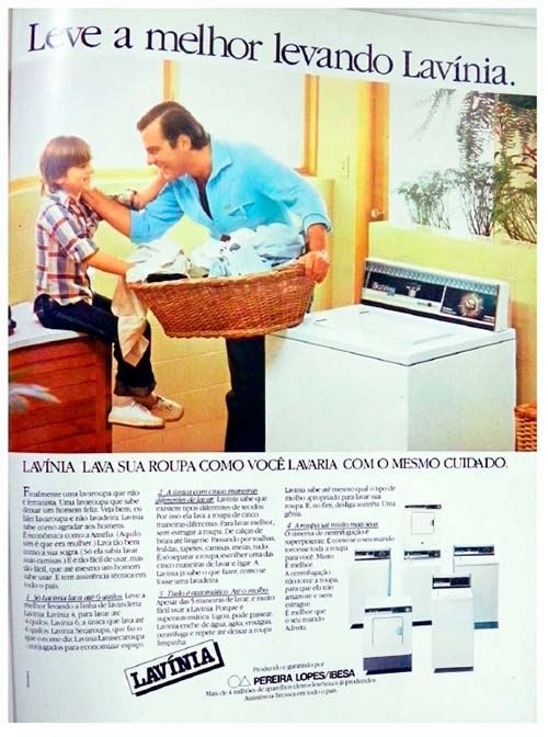 An&uacute;ncio da m&aacute;quina de lavar roupas Lav&iacute;nia (1980). 