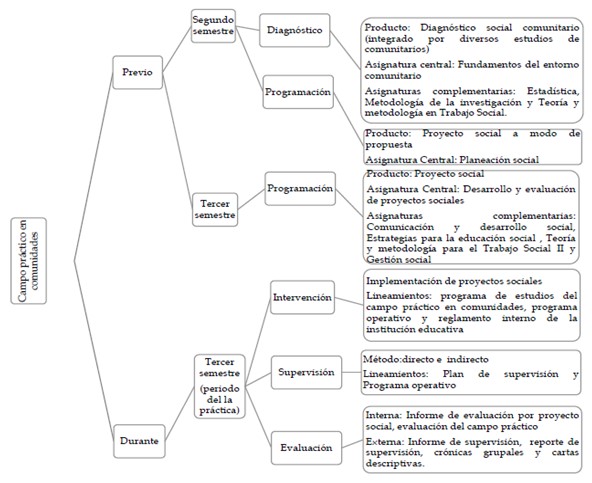 Proceso metodológico del Campo Práctico en Comunidades.