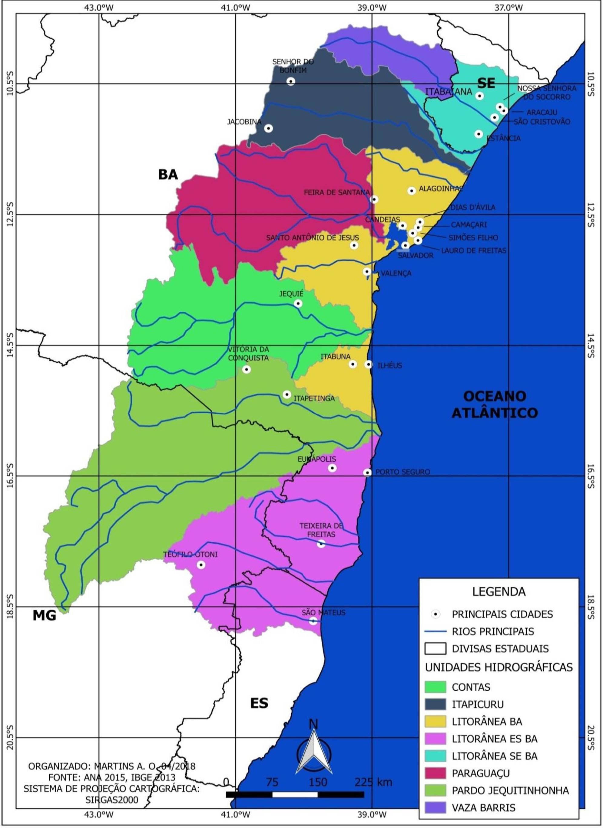 Mapa 2 – Unidades Hidrográficas da Região Hidrográfica Atlântico Leste