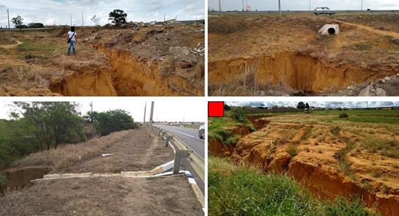 Imagens da voçoroca A1 e C1, Anel Rodoviário, Vitória da Conquista - BA, 2020.