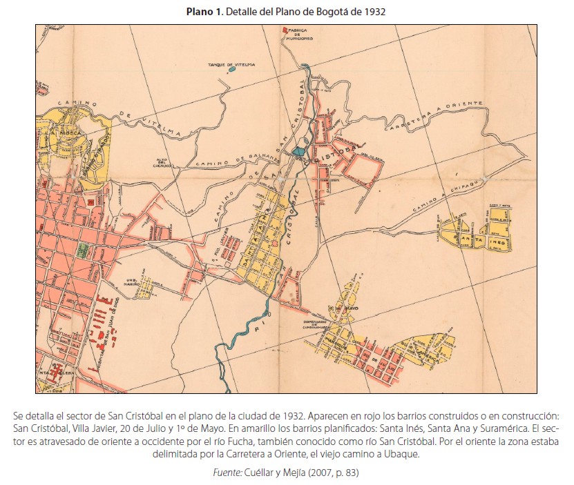 Detalle del Plano de Bogot&aacute; de 1932