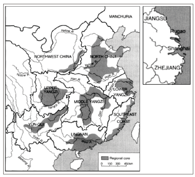 Macrorregiones fisiogr&aacute;ficas de China seg&uacute;n William Skinner: El Bajo Yangts&eacute;
