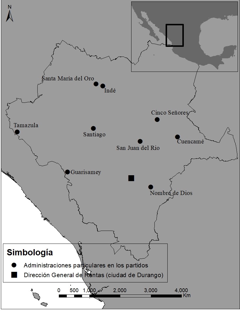 Administración General de Rentas del Estado de Durango 1824-1835.