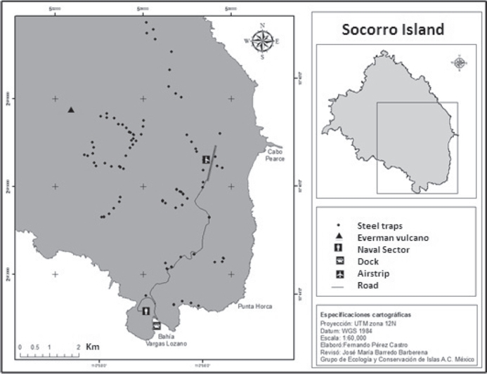 Localization of cat traps (Ortiz-Alcaraz, 2016).