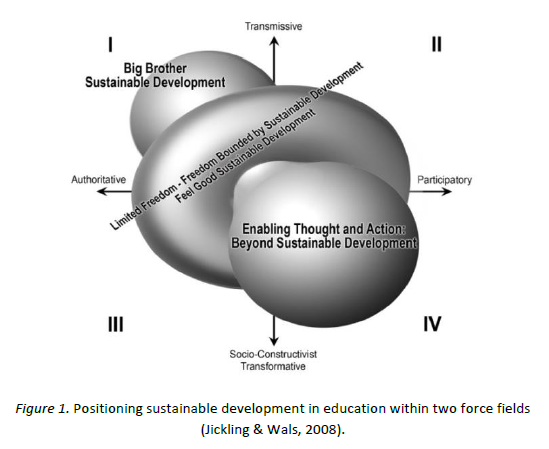 Positioning sustainable development in education within two force fields