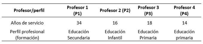 Perfiles profesionales de los participantes en la CAP