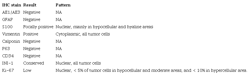 Immunohistochemical profile of the present intraoral ossifying fibromyxoid tumor