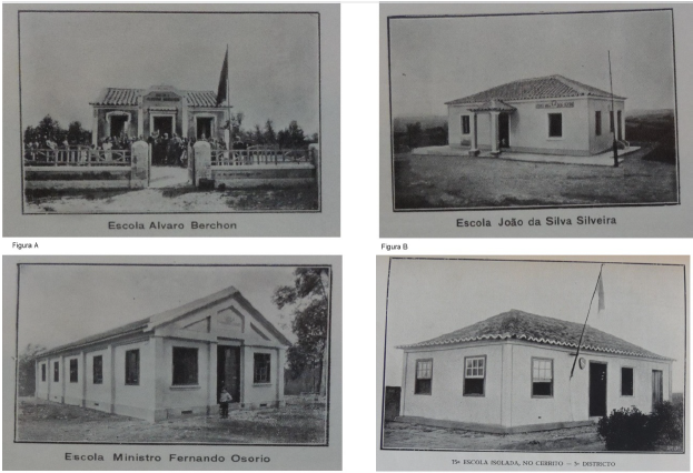 Imagem de quatro escolas rurais.