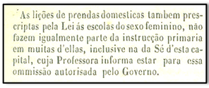Trecho do relat&oacute;rio geral da Instru&ccedil;&atilde;o P&uacute;blica de Diogo de Mendon&ccedil;a Pinto, 1852, p.9.