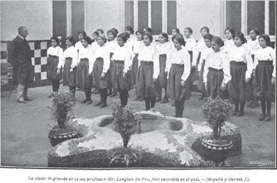 1912. Clase de gimnástica en el Instituto de Cultura y Biblioteca Popular de la Mujer.