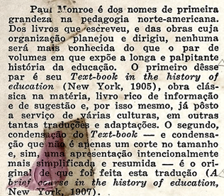 Considerações sobre Paul Monroe. 