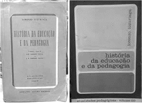 Mudança de layout na capa dos Manuais de HE de Luzuriaga durante a direção de Penna - da esquerda para direita: 1975 e 1977. 