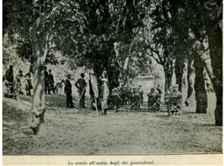 El pupitre escolar de la escuela al aire libre de Roma