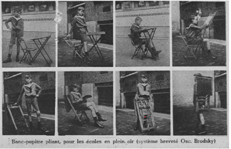 El higiénico pupitre escolar plegable de Brodsky.