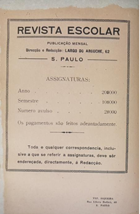 Contracapa de um exemplar da Revista Escolar