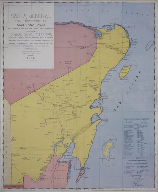 Carta general del territorio de Quintana Roo (1936)