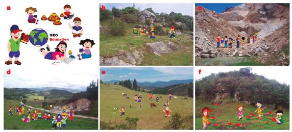 (a)-(c) Geoeducation and (d)-(f) environmental education activities
