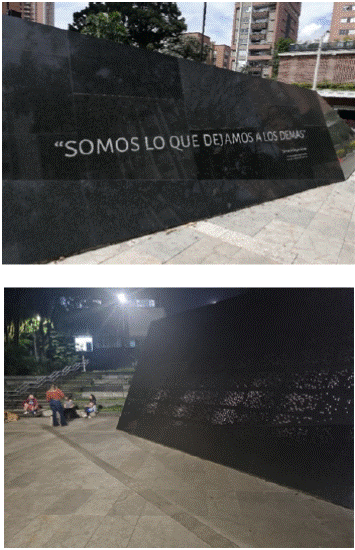 . En el Parque Memorial Inflexi�n: frase-homenaje a las v�ctimas y luces encendidas por la noche, cada una representando a un muerto4