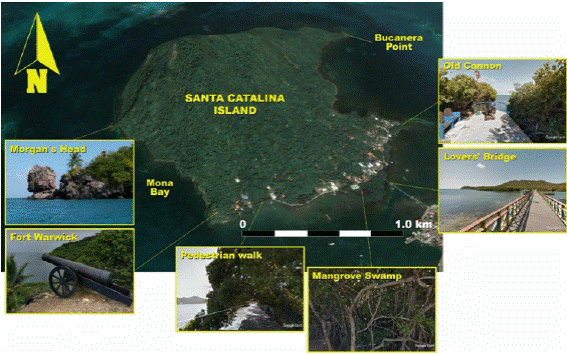 Coastal geomorphological and lithological features of Santa Catalina Island (Colombia)