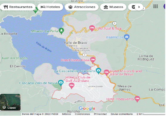 Ubicación de Avándaro en el municipio de Valle de Bravo