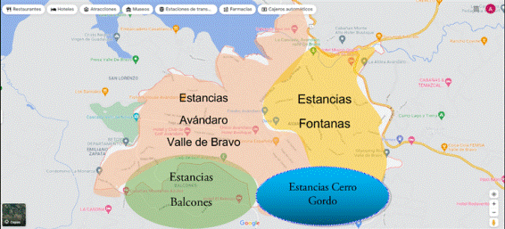 Zona urbana del fraccionamiento de Avándaro donde se encontró presencia de estancias de Airbnb