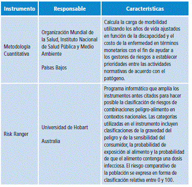 Ejemplos de instrumentos de clasificación del riesgo.