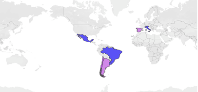 Pa�ses con mayor interacci�n de usuarios