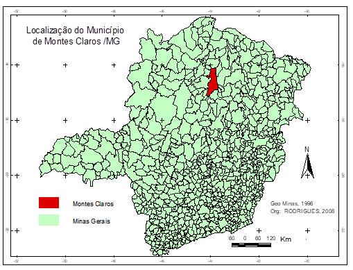 Localiza&ccedil;&atilde;o do Munic&iacute;pio de Montes Claros - MG.